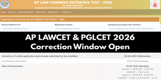 AP LAWCET & PGLCET 2026 Correction Window Open; Edit Application Form Today Only